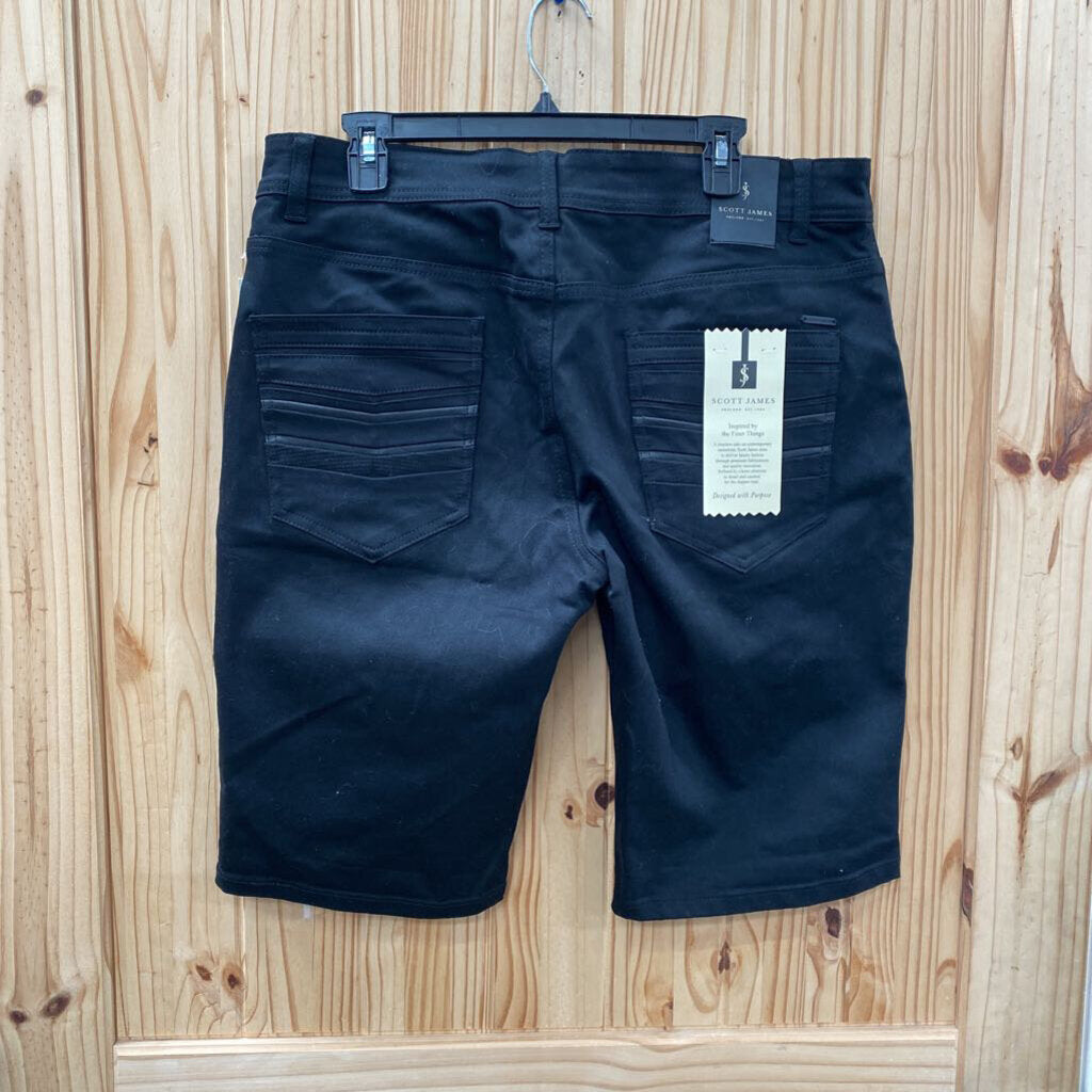 MENS SCOTT JAMES BLK SHORTS 36 NWT