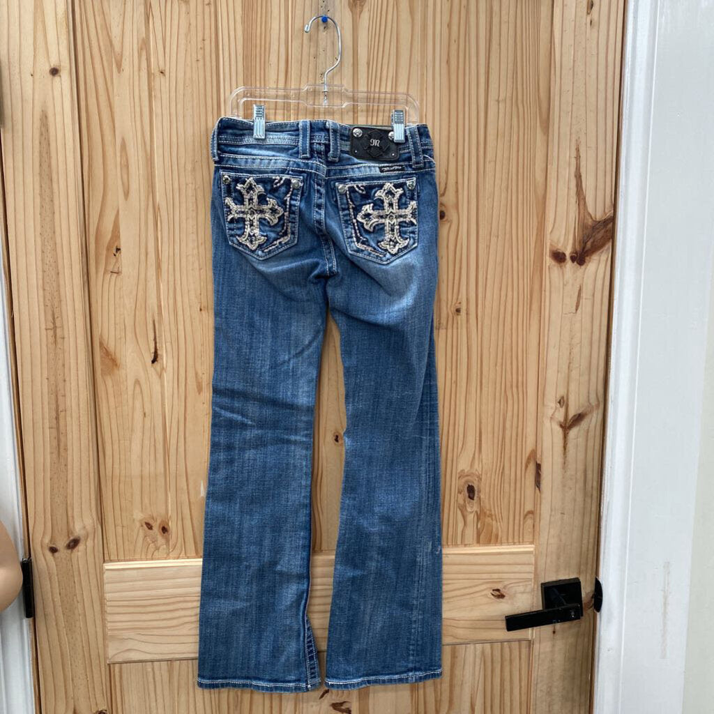 GIRLS MISS ME DENIM JEANS W/CROSSES 12