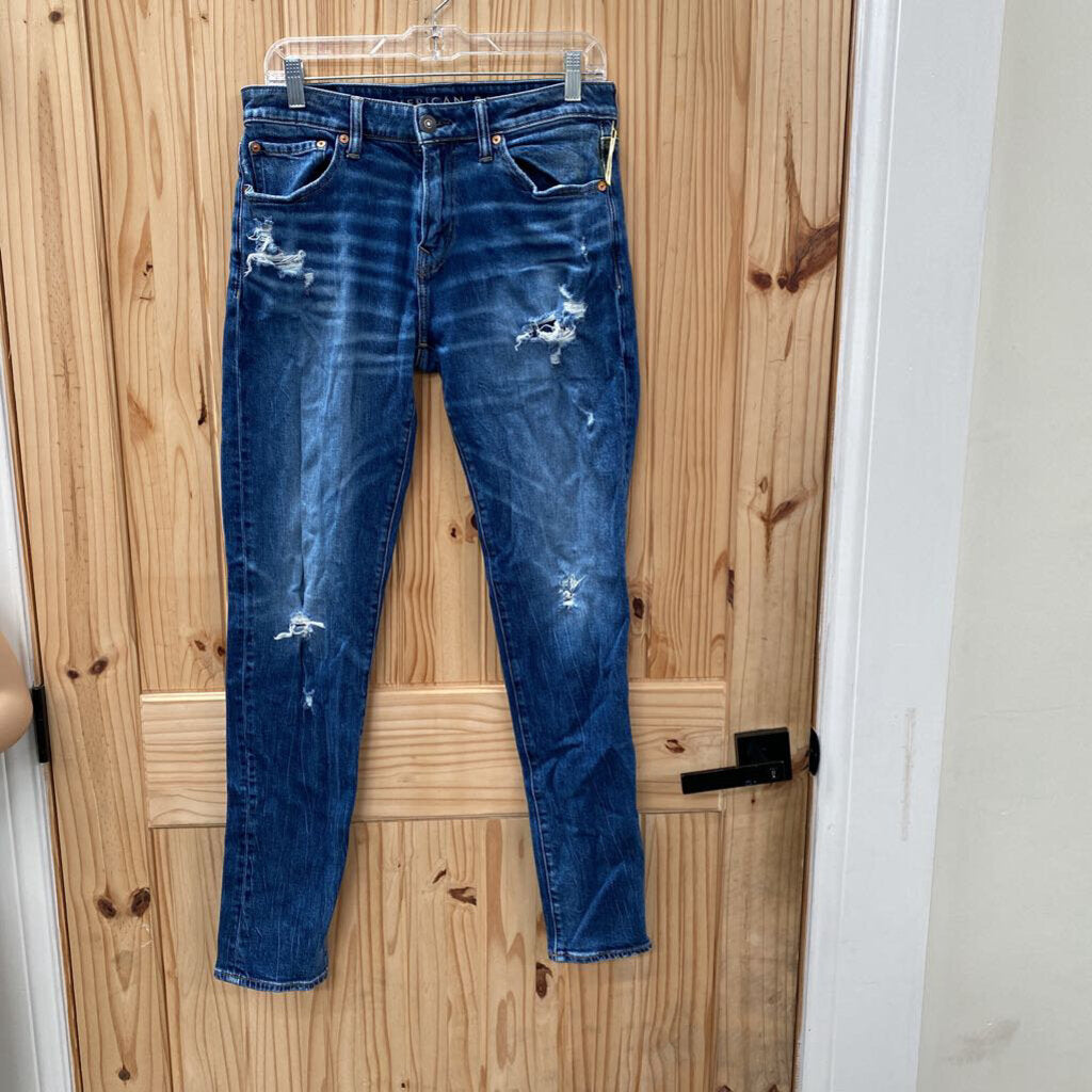 MENS AMERICAN EAGLE DK DENIM DIST. JEANS 30X34