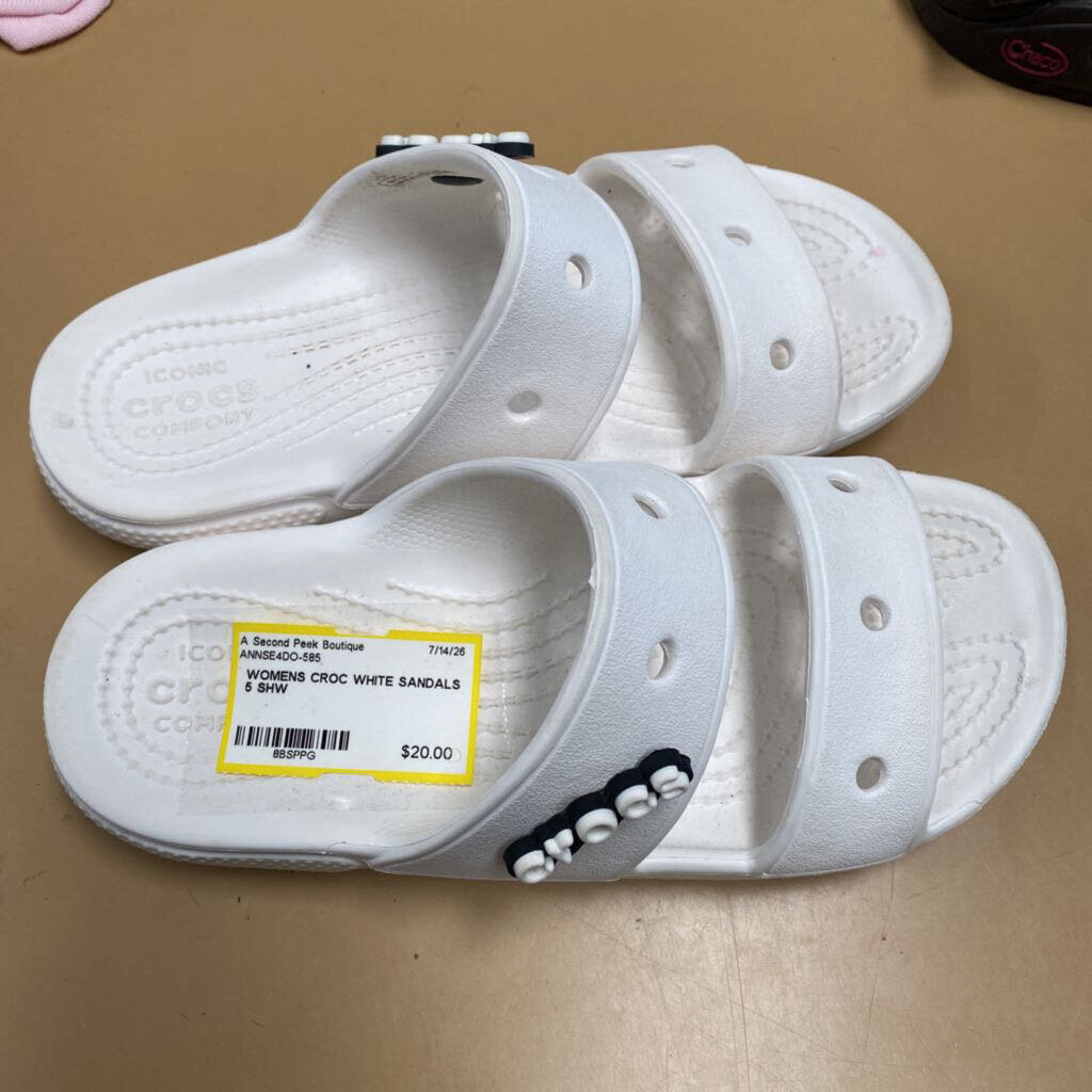 WOMENS CROC WHITE SANDALS 5
