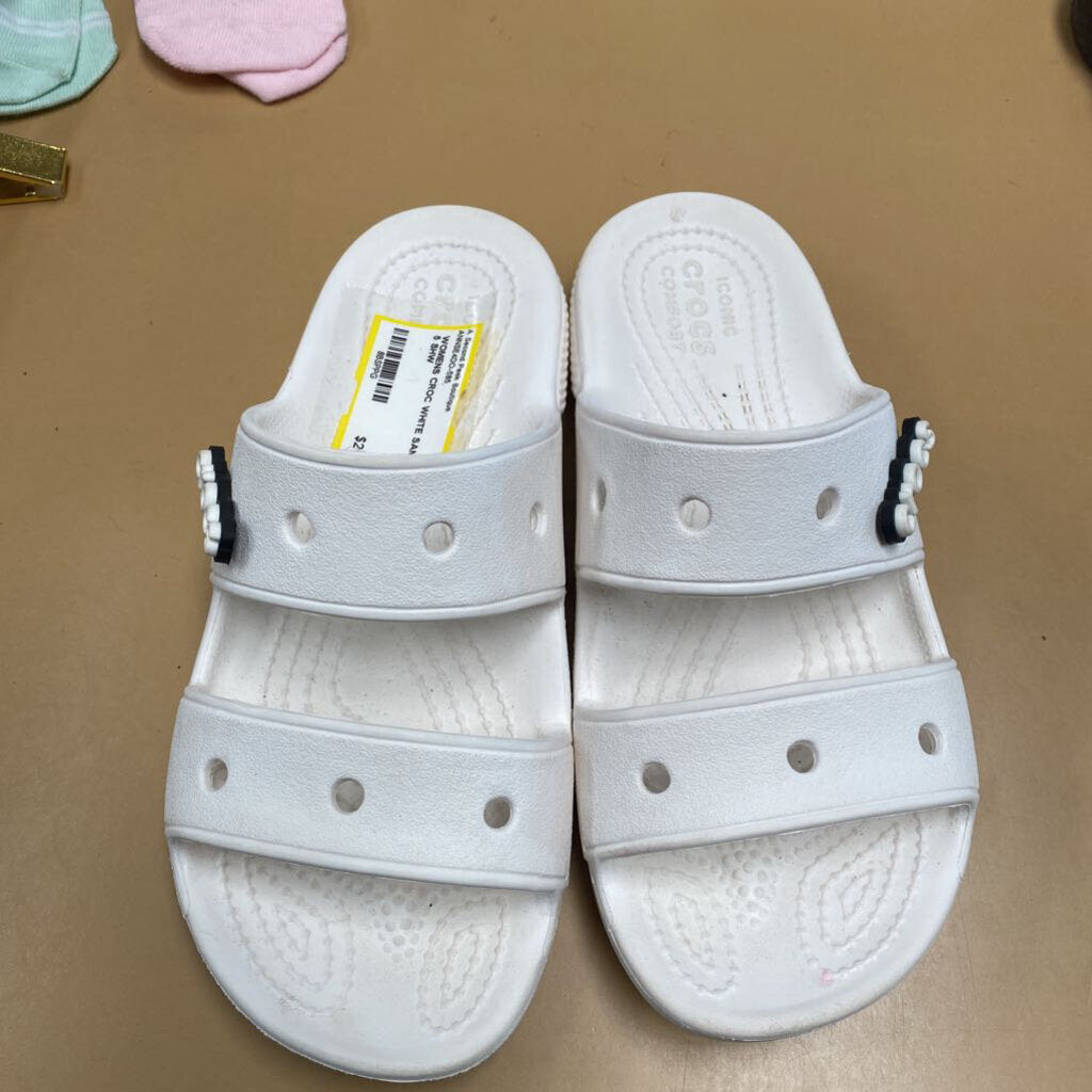 WOMENS CROC WHITE SANDALS 5