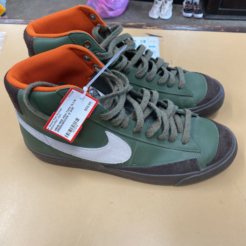 MENS NIKE HIGH TOPS OLIVE GREEN/BROWN 12
