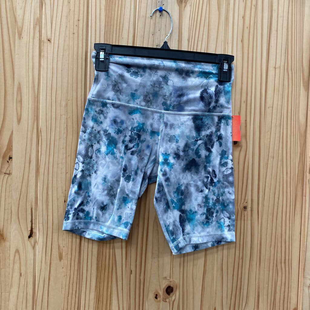 LULULEMON GRAY/TEAL BIKER SHORTS 4