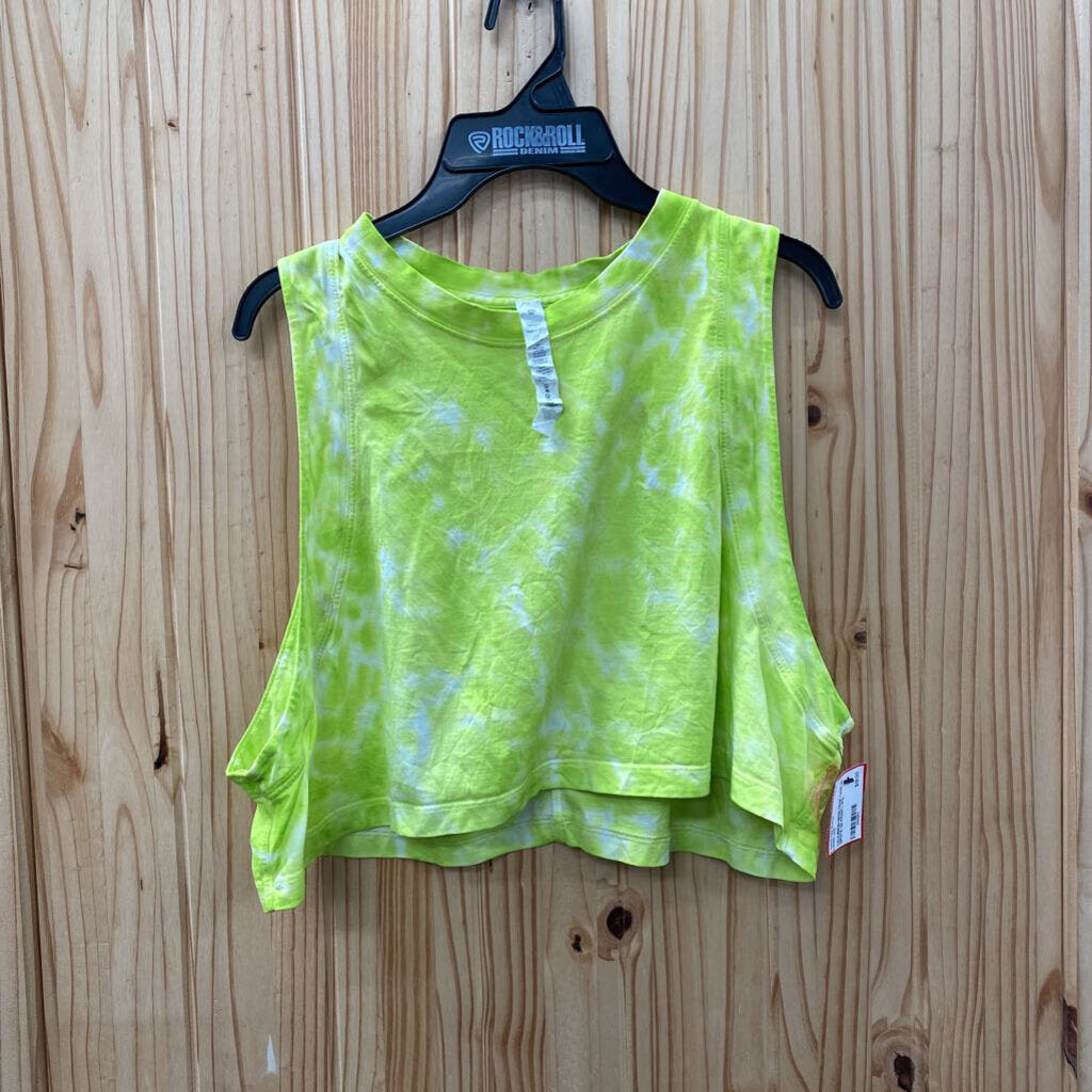 LULULEMON NEON CROP TANK 10 (SPOTS ON FRONT)