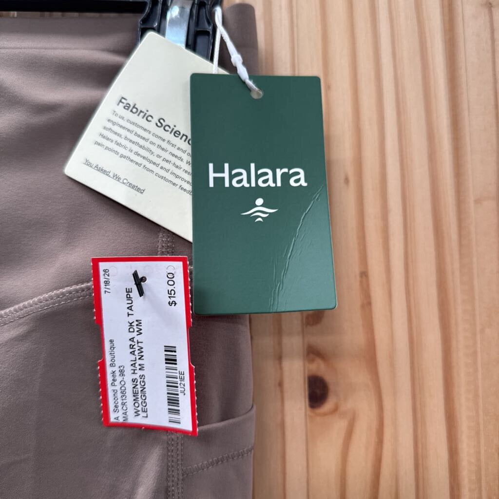 WOMENS HALARA DK TAUPE LEGGINGS M NWT