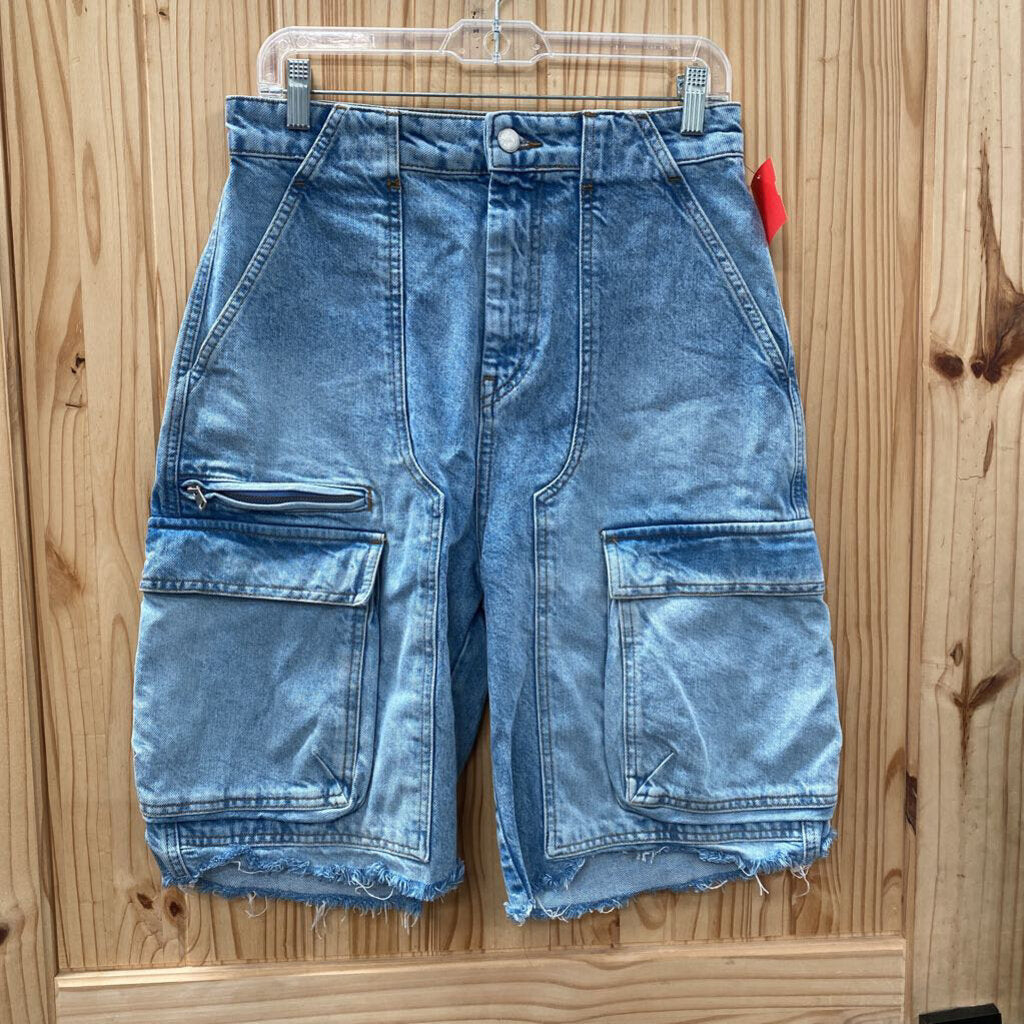 WOMENS ZARA LT DENIM CARGO SHORTS 6