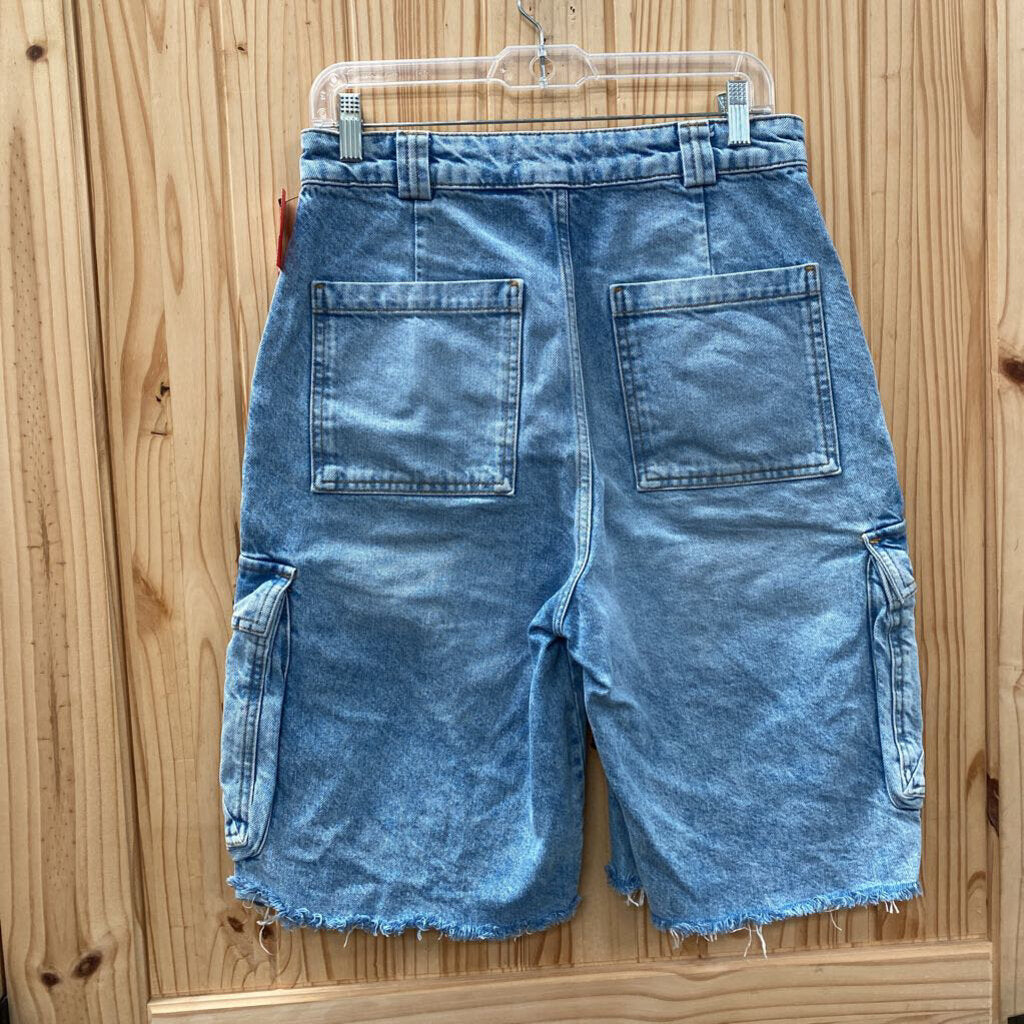 WOMENS ZARA LT DENIM CARGO SHORTS 6