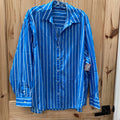 WOMENS AERIE CYAN/WHITE STRIPE BUTTON UP SHIRT S