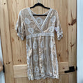 WOMENS SOLITAIRE SWIM COVER TAUPE/IVORY S
