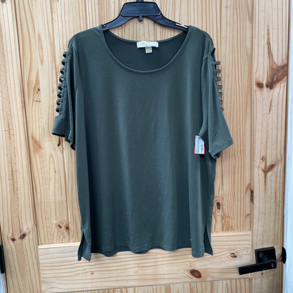 WOMENS MICHALE KORS DK GREEN CASUAL TOP 2X