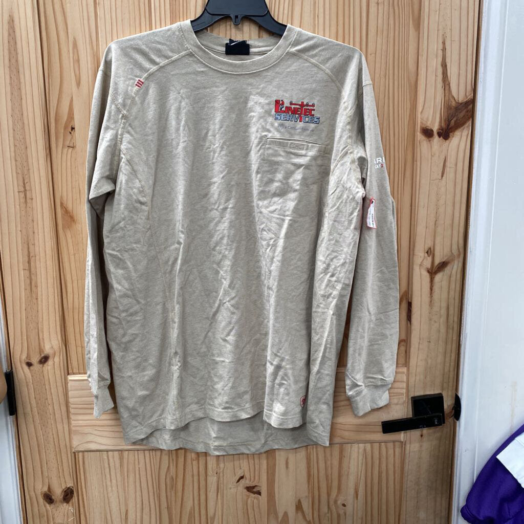 MENS ARIAT FR CAT 2 BEIGE LS SHIRT L NWT
