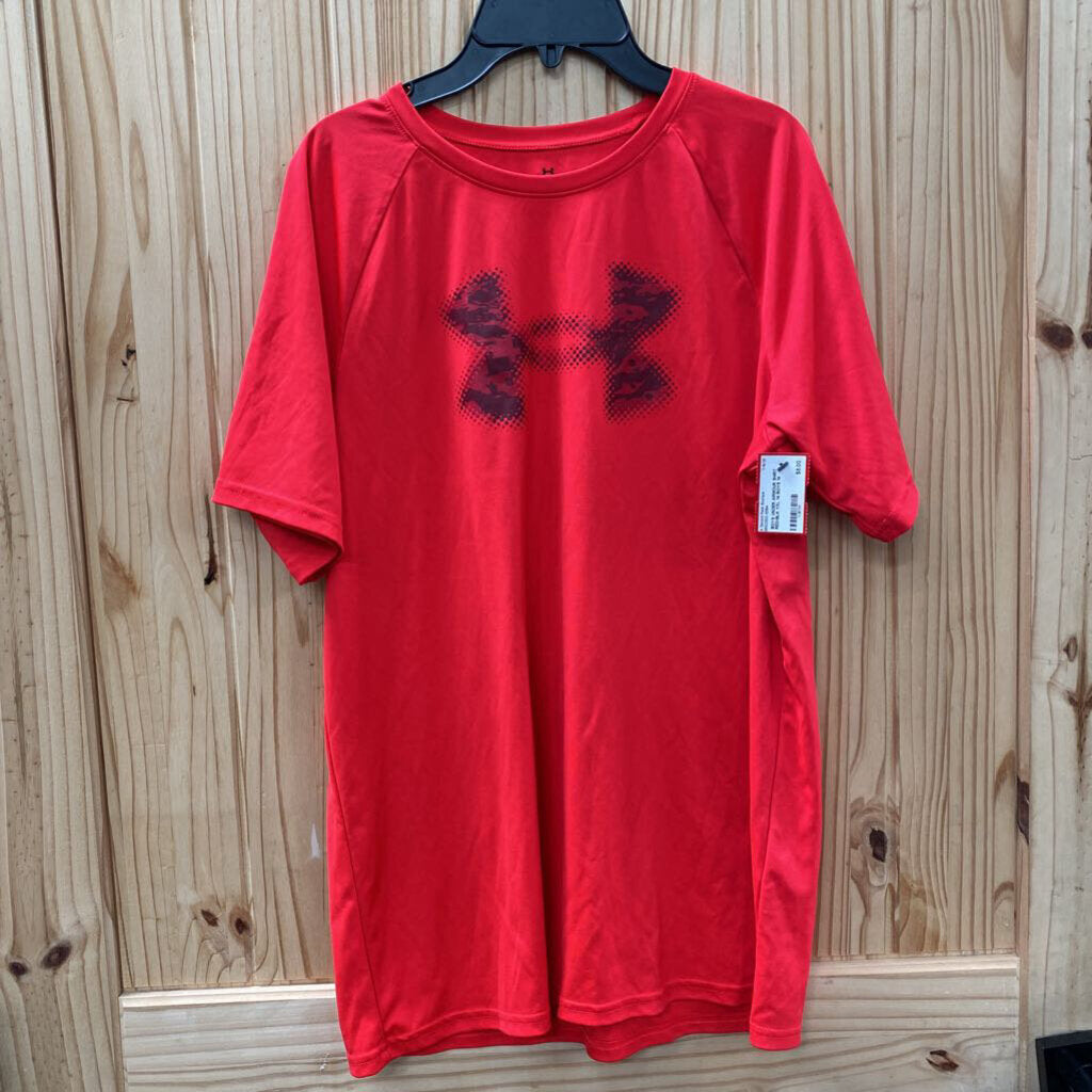 BOYS UNDER ARMOUR SHIRT RED/BLK YXL 14