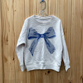 GIRLS ABERCROMBIE KIDS WHITE SWEATSHIRT W/BLUE BOW 5/6