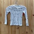 GIRLS ABERCROMBIE KIDS WHITE LS SHIRT W/BLUE FLOWERS 5/6