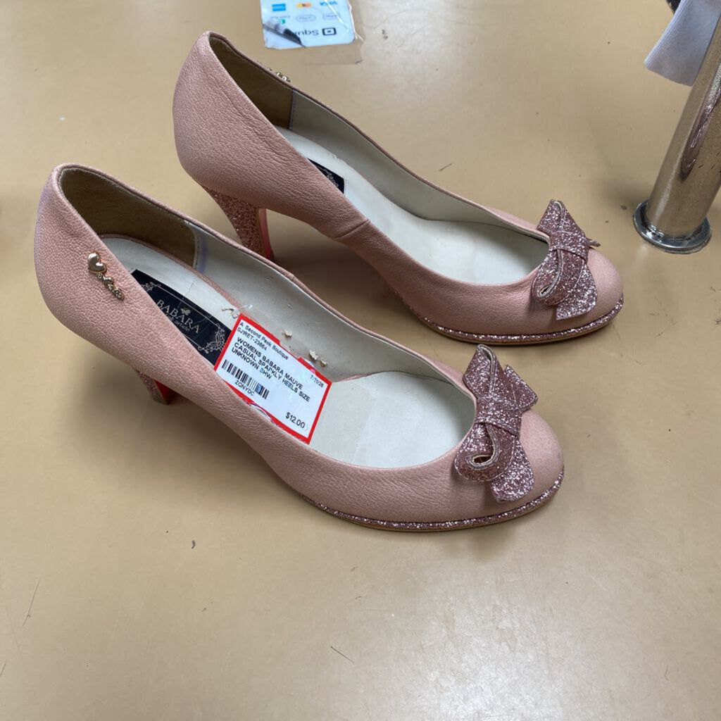 WOMENS BABARA MAUVE CASUAL SPARKLY HEELS SIZE UNKNOWN