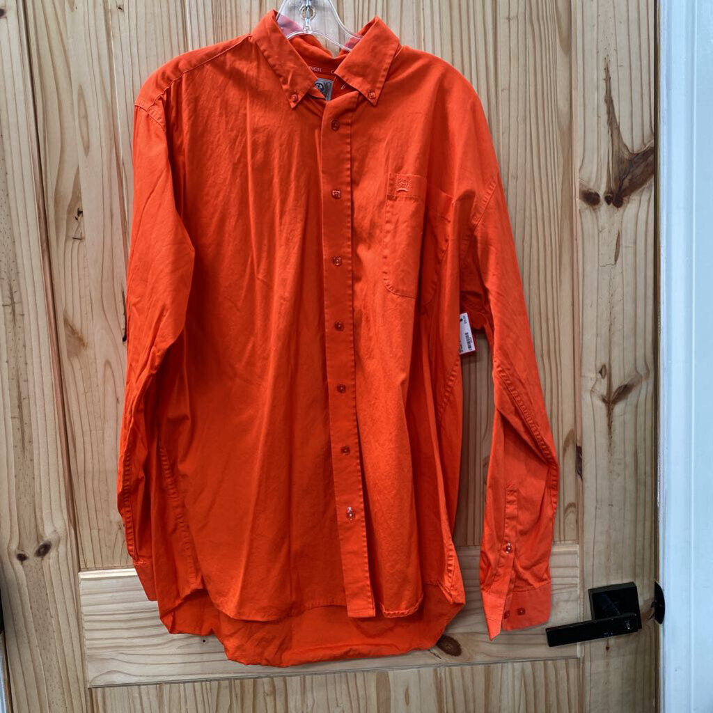 MENS CINCH LS ORANGE BUTTON UP SHIRT M