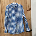 MENS WRANGLER GEORGE STRAIT BLUE/WHITE CHECKERED LS BUTTON UP SHIRT L
