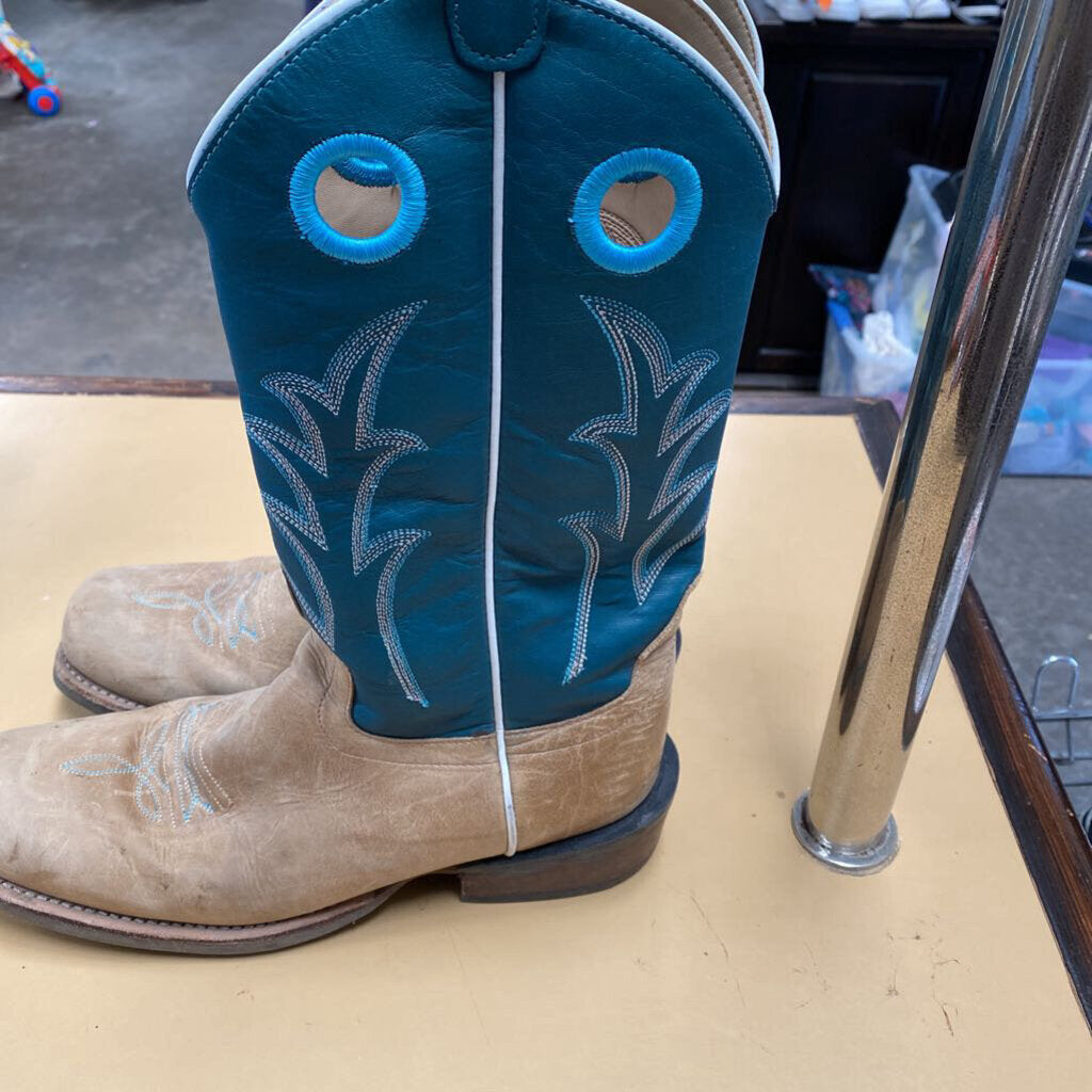 BOYS OLD WEST BOOTS DK TEAL/TAN BOOTS 6