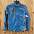 BOYS CINCH LS BUTTON UP SHIRT SKY BLUE/TAN/IVORY M 10