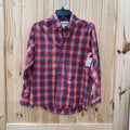 BOYS WRANGLER RIATA RED/TURQUOISE/BLK PLAID LS BUTTON UP SHIRT L 10/12