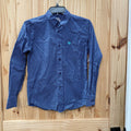 BOYS CINCH LS BLUE/LT BLUE BUTTON UP SHIRT M 10