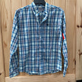 BOYS CINCH LS TEAL/WHITE/LT GREEN PLAID BUTTON UP SHIRT L 12 NWT