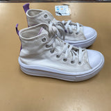 GIRLS CONVERSE WHITE/PURPLE HIGH TOP 2.5