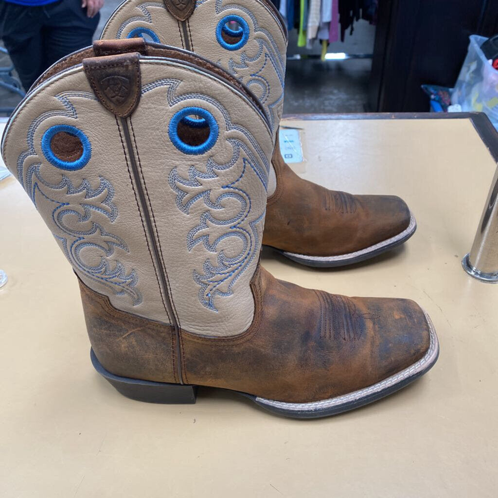 WOMENS ARIAT BOOTS TAN/SKY BLUE 6