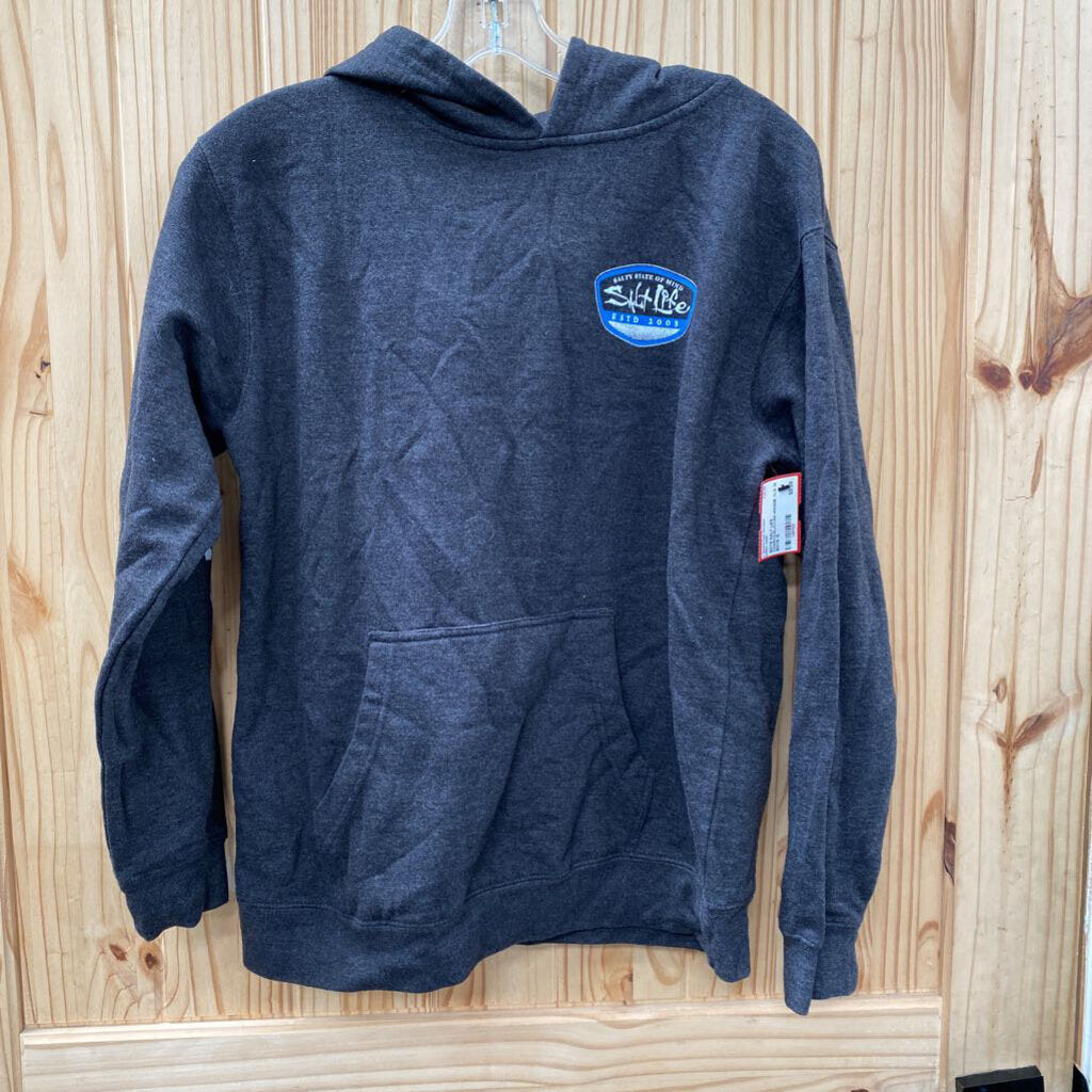 BOYS SALT LIFE CHARCOAL/CYAN HOODIE YLG 12
