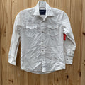 BOYS WRANGLER LS WHITE PEARL SNAP SHIRT M 7/8