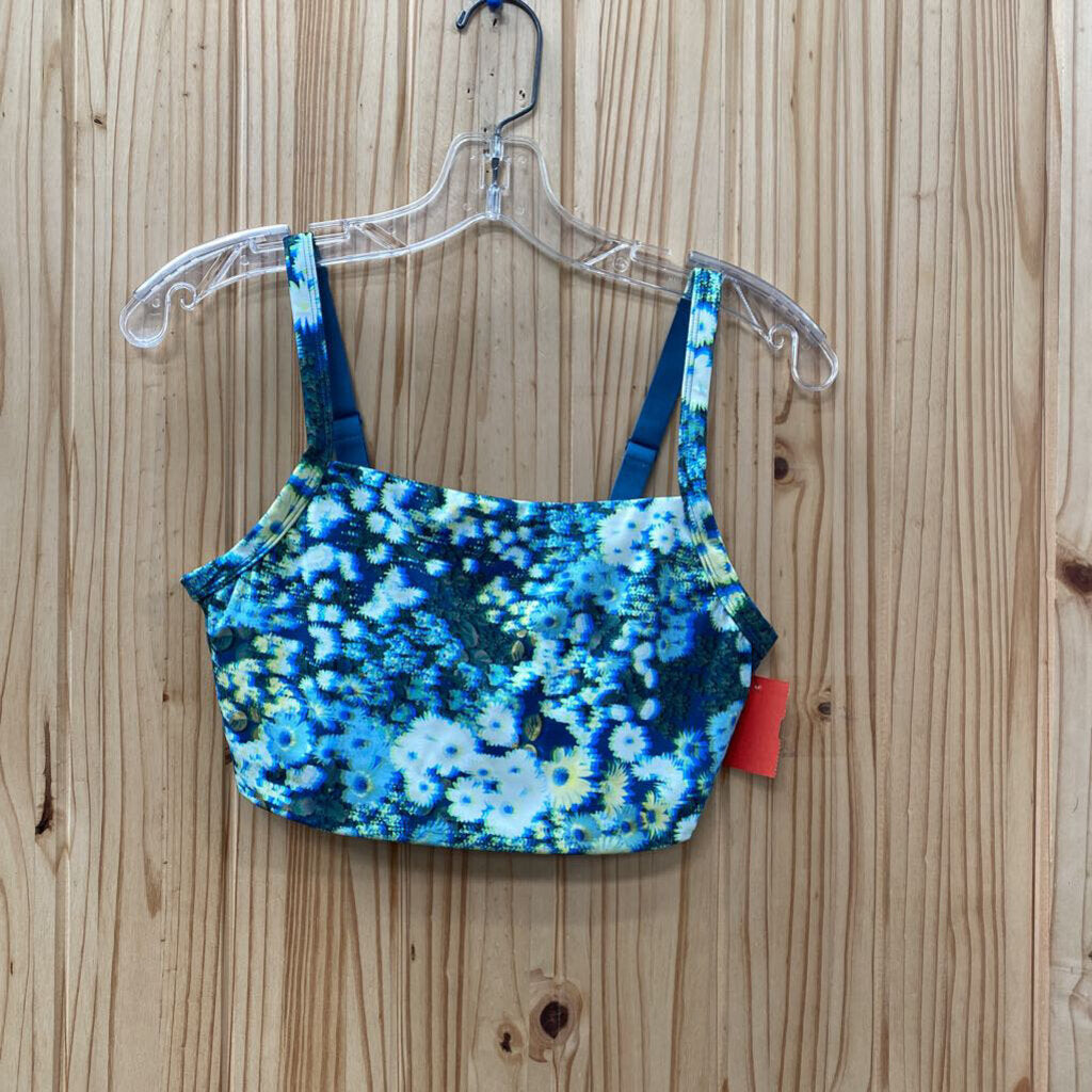 WOMENS OFFLINE BY AERIE SPORTS BRA CYAN FLORAL M NWT