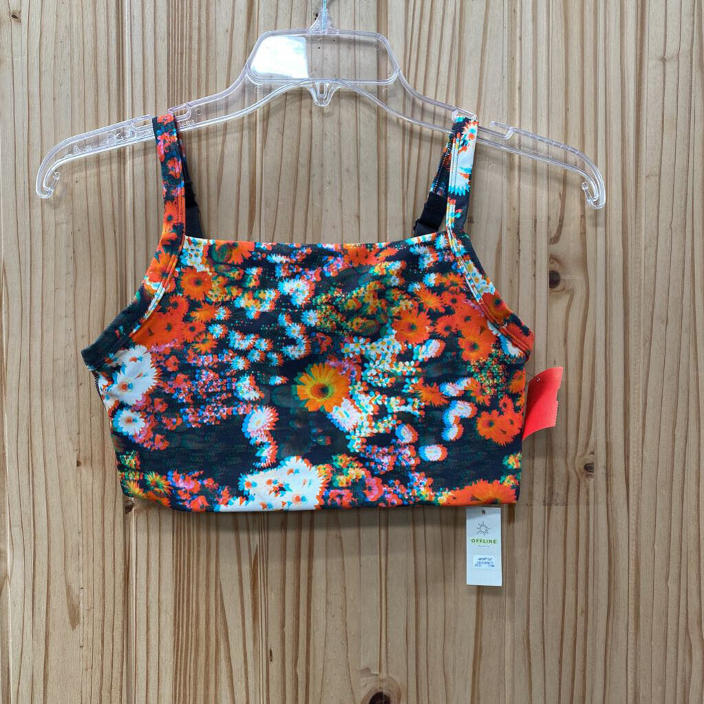 WOMENS OFFLINE BY AERIE ORANGE FLORAL SPORTS BRA S NWT