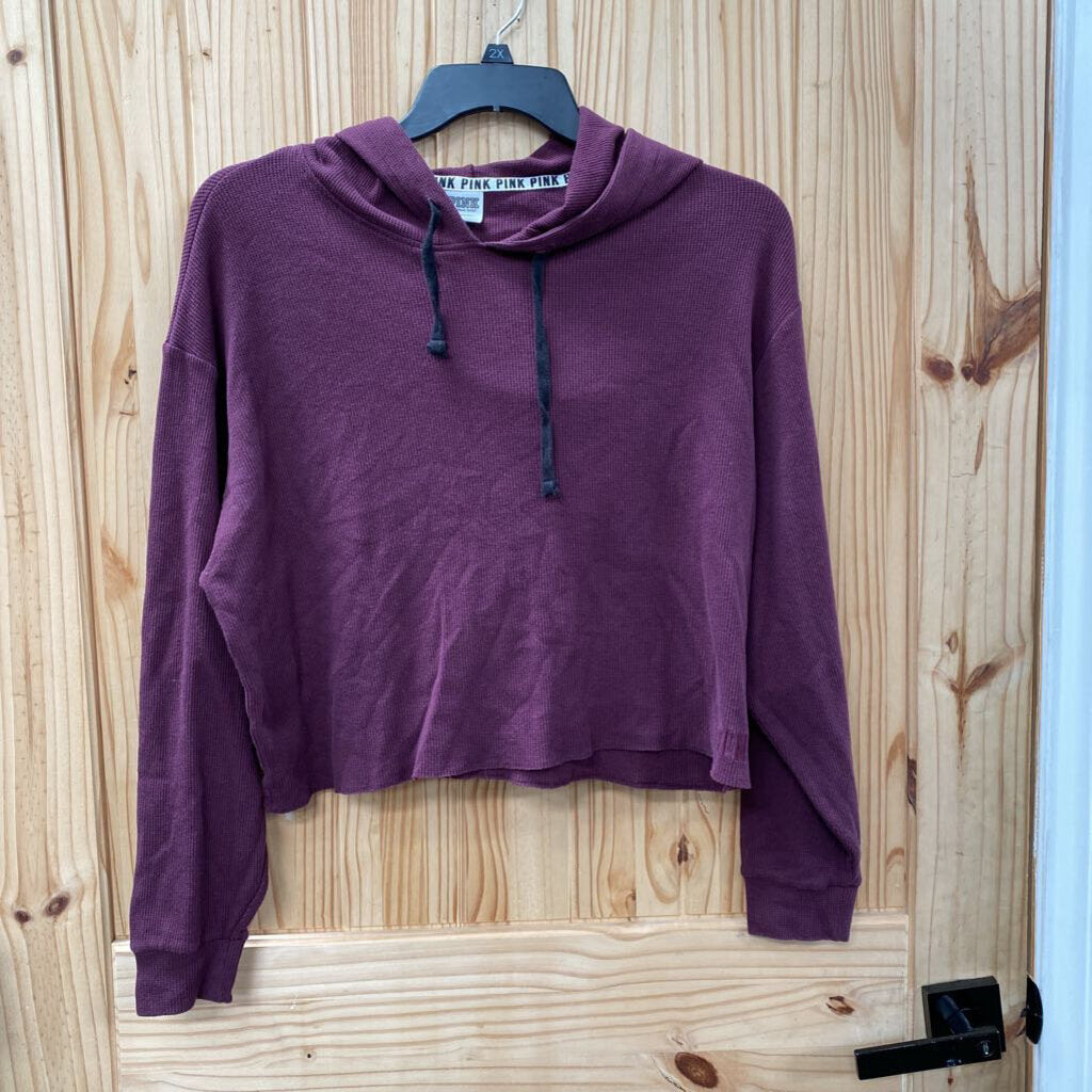 WOMENS VS PINK WINE HOODED CROP TOP L
