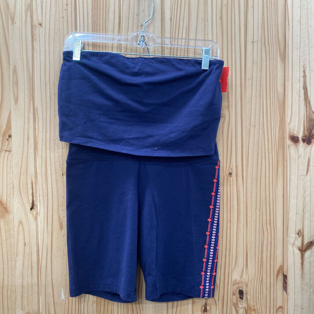 WOMENS AERIE 2PC SET NAVY BLUE/RED/PINK TOP L BOTTOM M