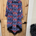 WOMENS CATO SHEER CASUAL CARDIGAN RED/NAVY BLUE/SKY BLUE XL
