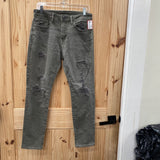 MENS AMERICAN EAGLE OLIVE GREEN DENIM DIST. JEANS 32X30