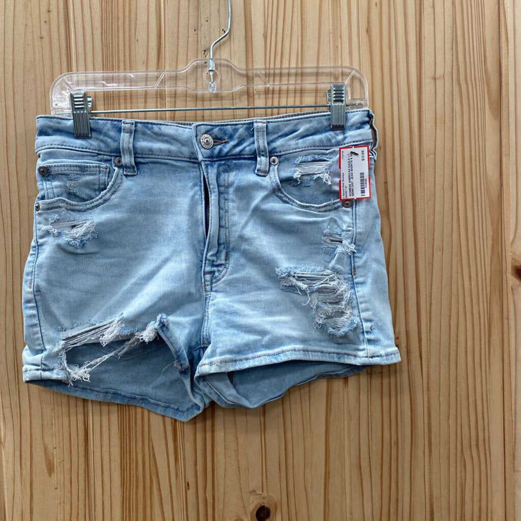 WOMENS AMERICAN EAGLE LT DENIM DIST. JEAN SHORTS 6