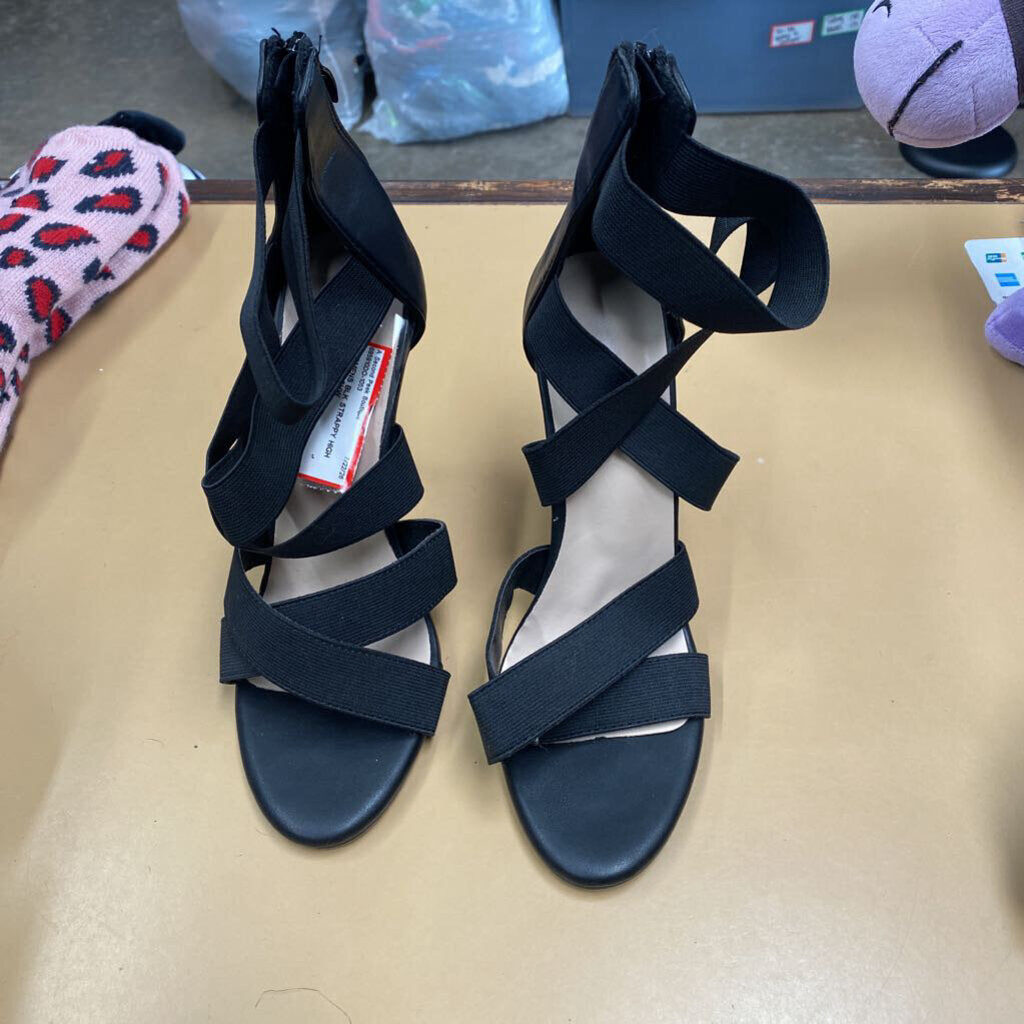 WOMENS BLK STRAPPY HIGH HEELS 9