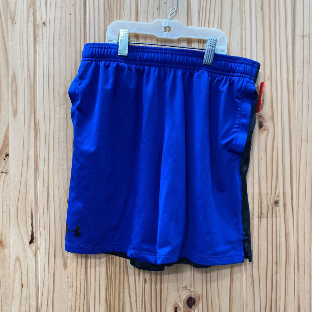 BOYS UNDER ARMOUR SHORTS ROYAL BLUE/BLK YL 12