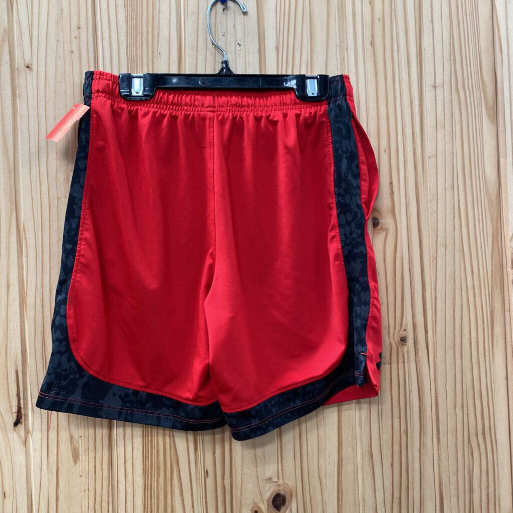 BOYS UNDER ARMOUR SHORTS RED/BLK YL 12