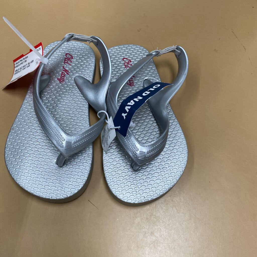 GIRLS OLD NAVY SILVER SANDALS 7 NWT