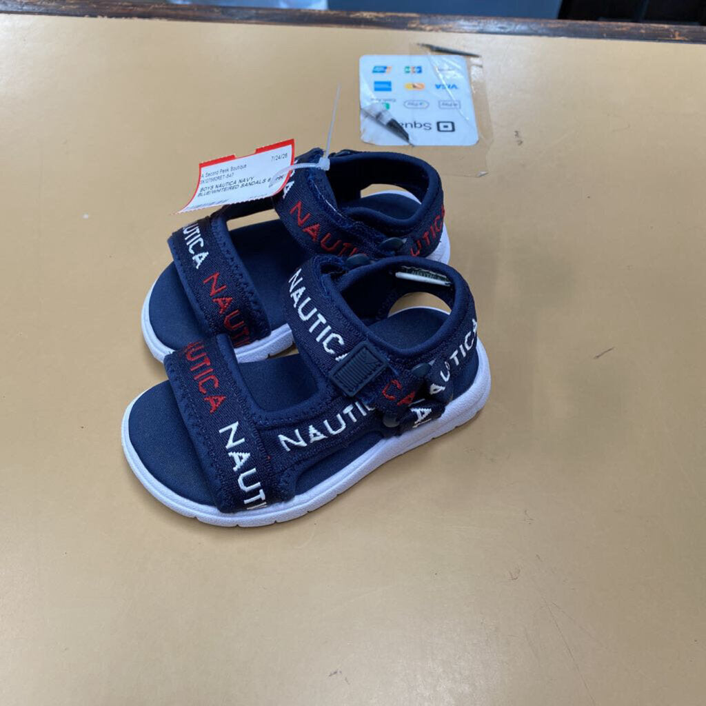 BOYS NAUTICA NAVY BLUE/WHITE/RED SANDALS 6