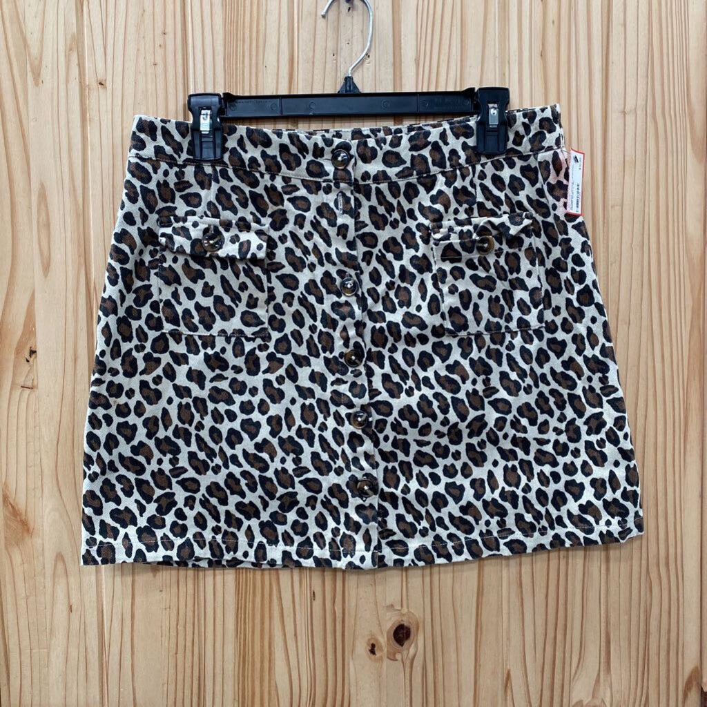 WOMENS UMGEE LEOPARD DENIM SKIRT L