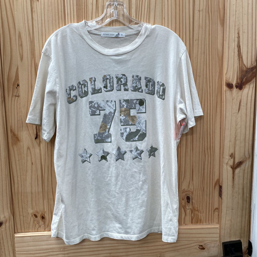 WOMENS ALTARD STATE IVORY CAMO SHIRT S NWT