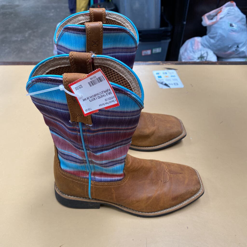 GIRLS TWISTED X BOOTS PURPRLE/CYAN.BROWN 2M