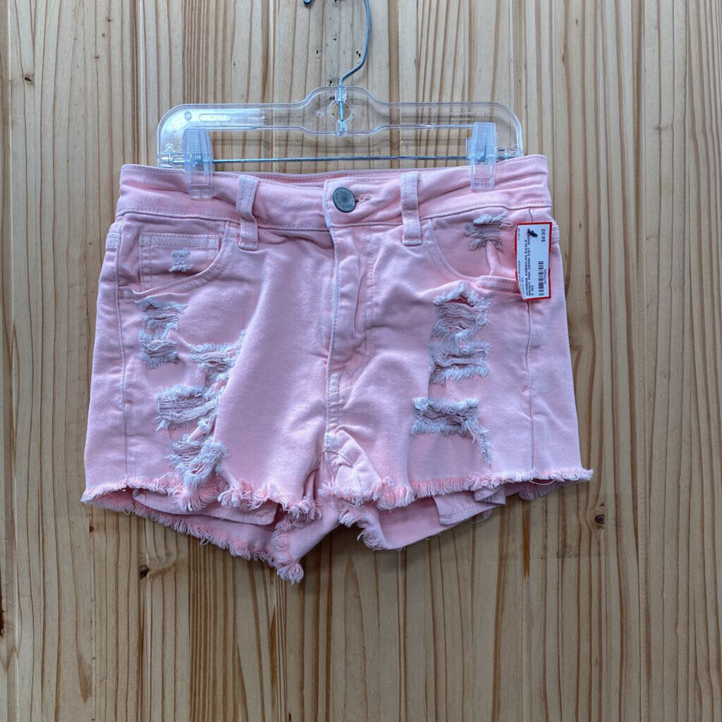 WOMENS AMERICAN EAGLE BRIGHT PINK DENIM DIST. SHORTS 0