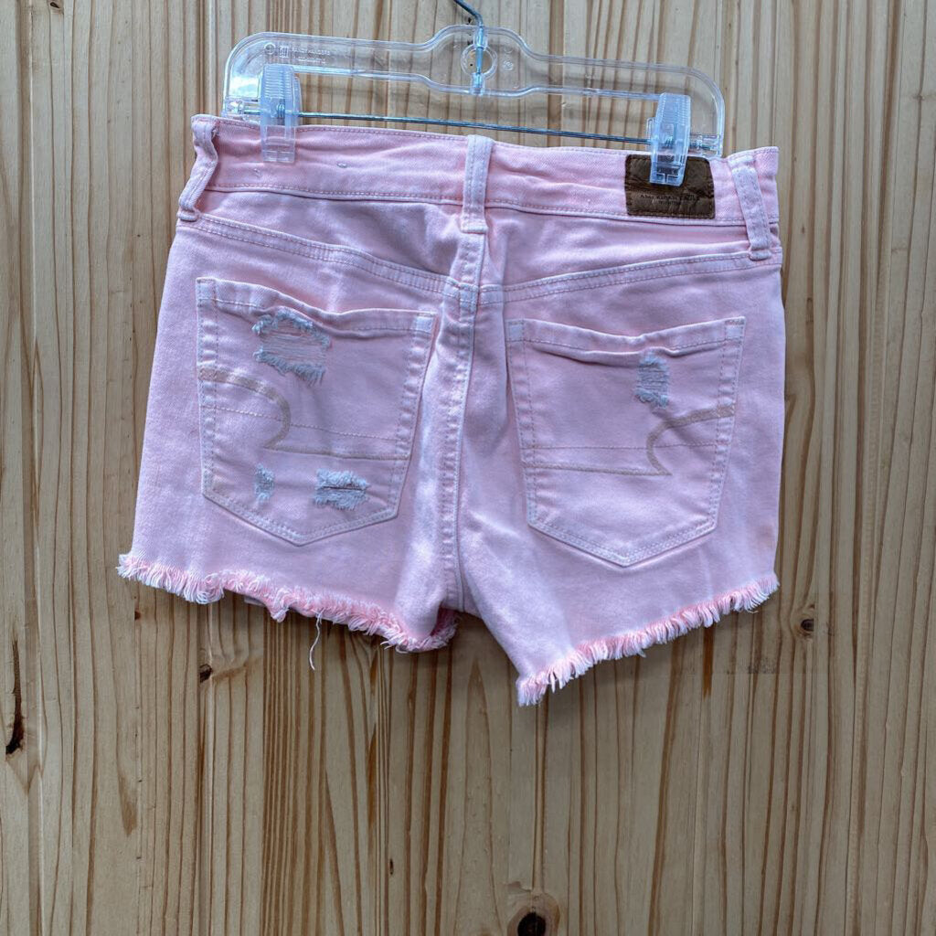 WOMENS AMERICAN EAGLE BRIGHT PINK DENIM DIST. SHORTS 0