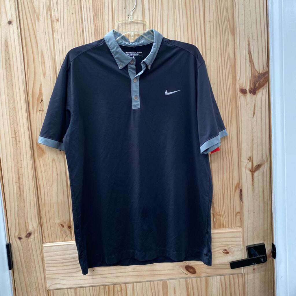 MENS NIKE GOLF SHIRT BLK/GREY L
