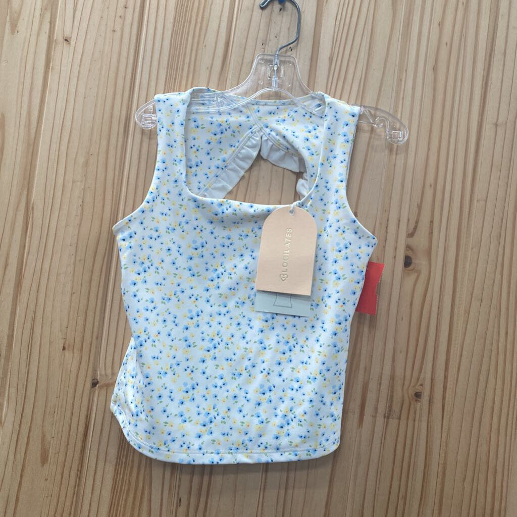 GIRLS LOGALITES WHITE FLORAL SL TOP M 8 NWT