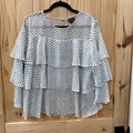 WOMENS WHO WHATWEAR WHITE TOP W/BLK DOTS L